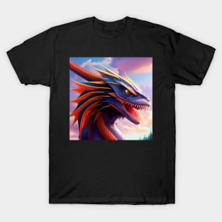 Blue and Yellow Dragon with Huge Horn T-Shirt